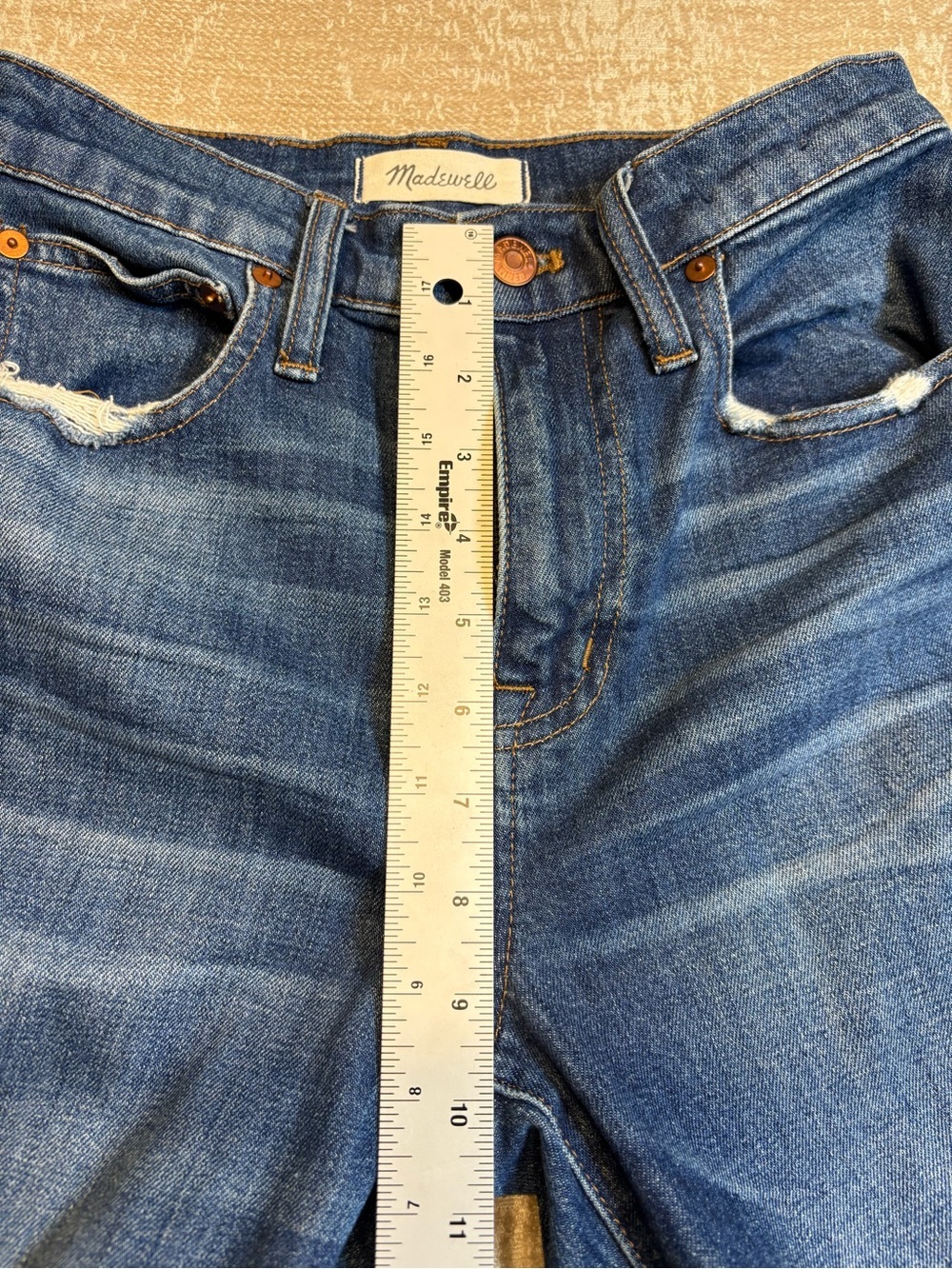 🏷️ Madewell The High-Rise Slim Boy-Jean Medium Wash Denim Size 23 - Picture 10 of 16